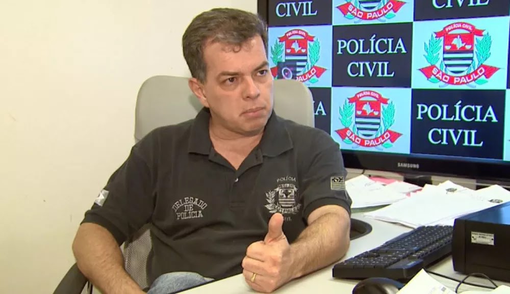 O delegado Tabajara Zuliani dos Santos investiga o caso em Araras — Foto: Reprodução/EPTV