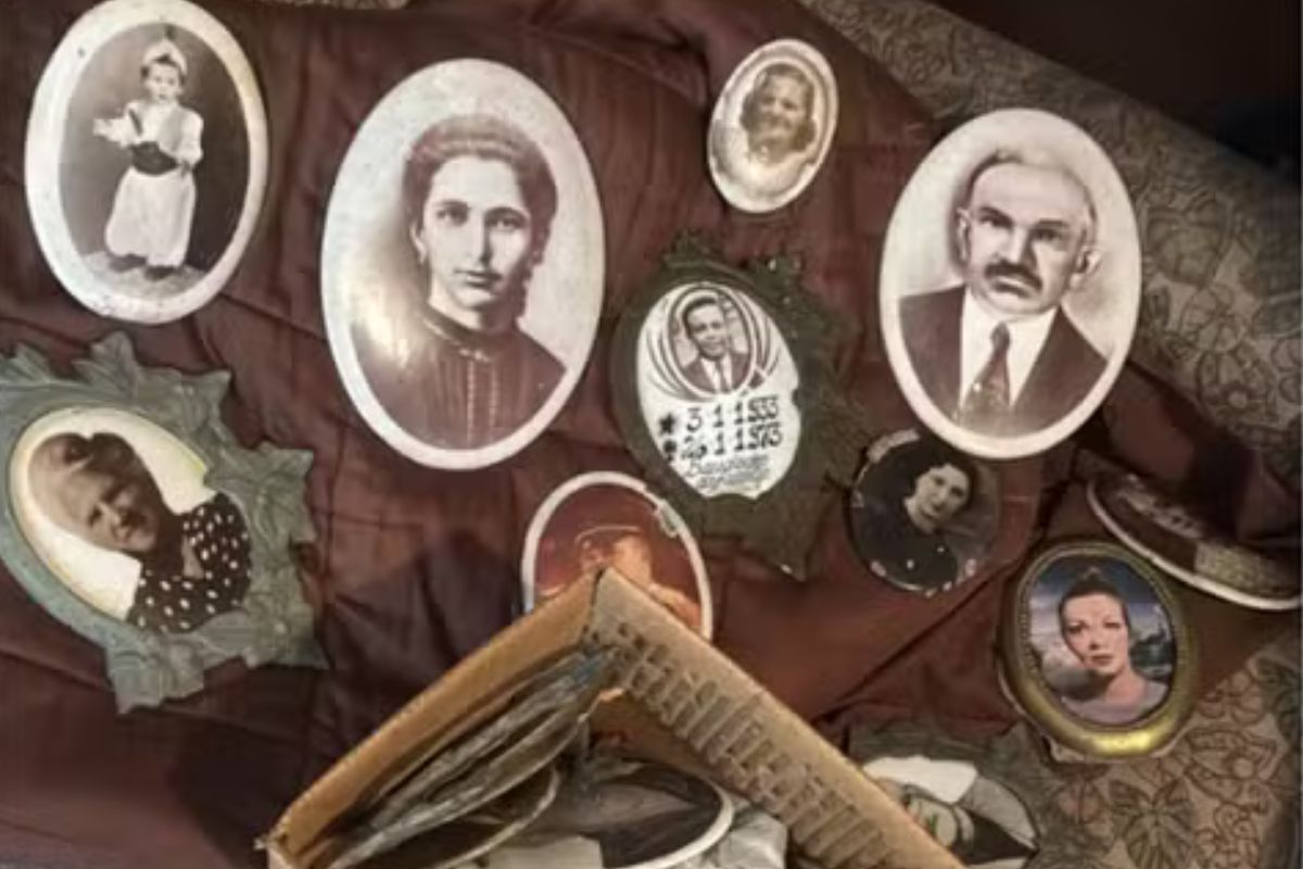 Montagem mostra crânios e ossos humanos junto a fotografias antigas encontrados em apartamento no Jardim Paulista, em São Paulo.